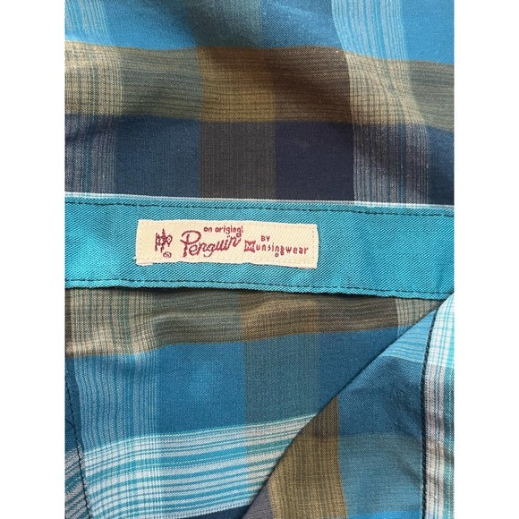 Penguin Mens Plaid Short Sleeve Button Up Casual Shirt - Picture 7 of 7